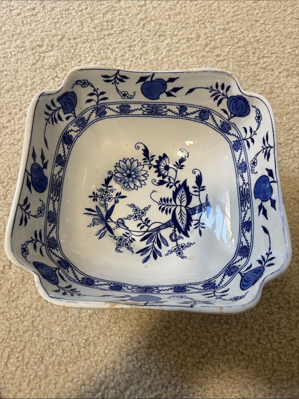 Antique Blue Meissen Ceramic Serving Bowl